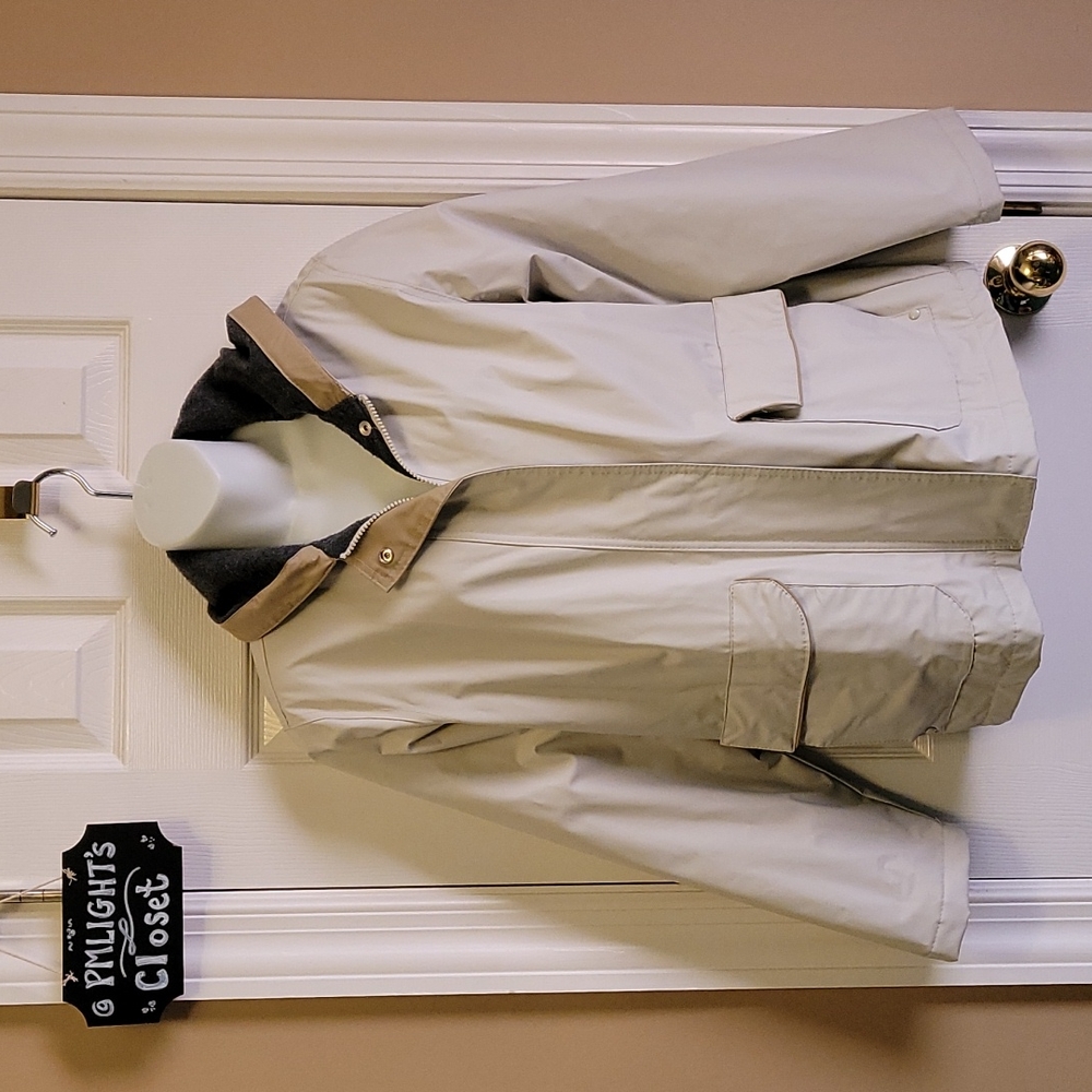 Athletic Works Medium Hooded Coat Oatmeal Tan with Gray Fleece Lining